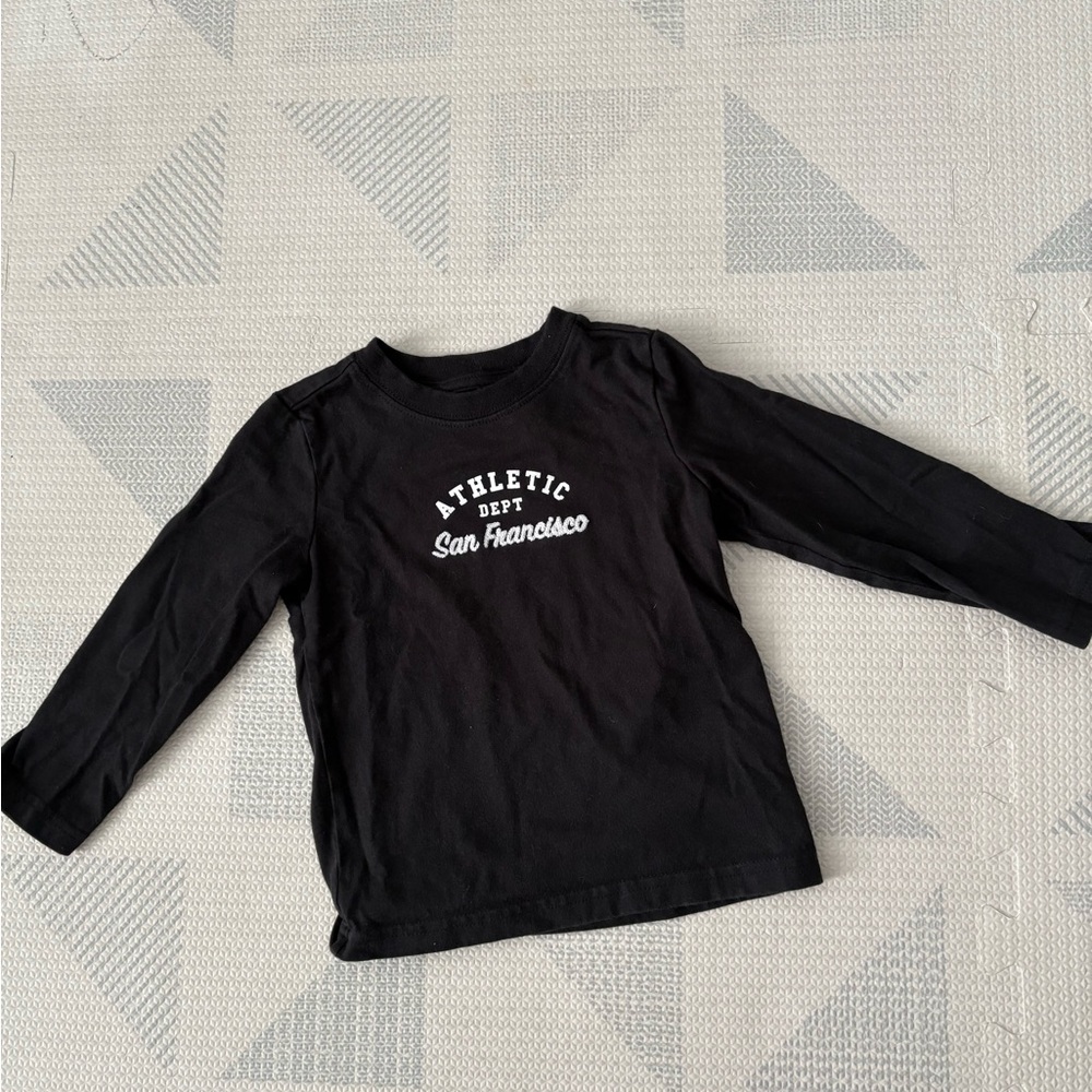 Janie and Jack Black Athletic Long Sleeve Tee